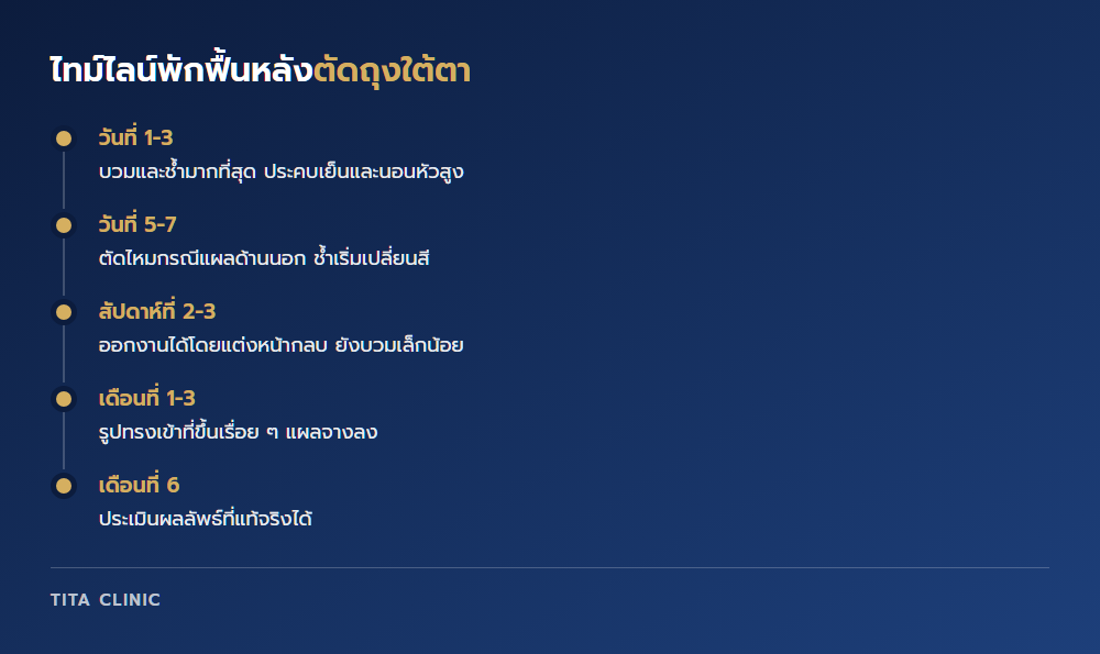 ไทม์ไลน์พักฟื้นหลังตัดถุงใต้ตา